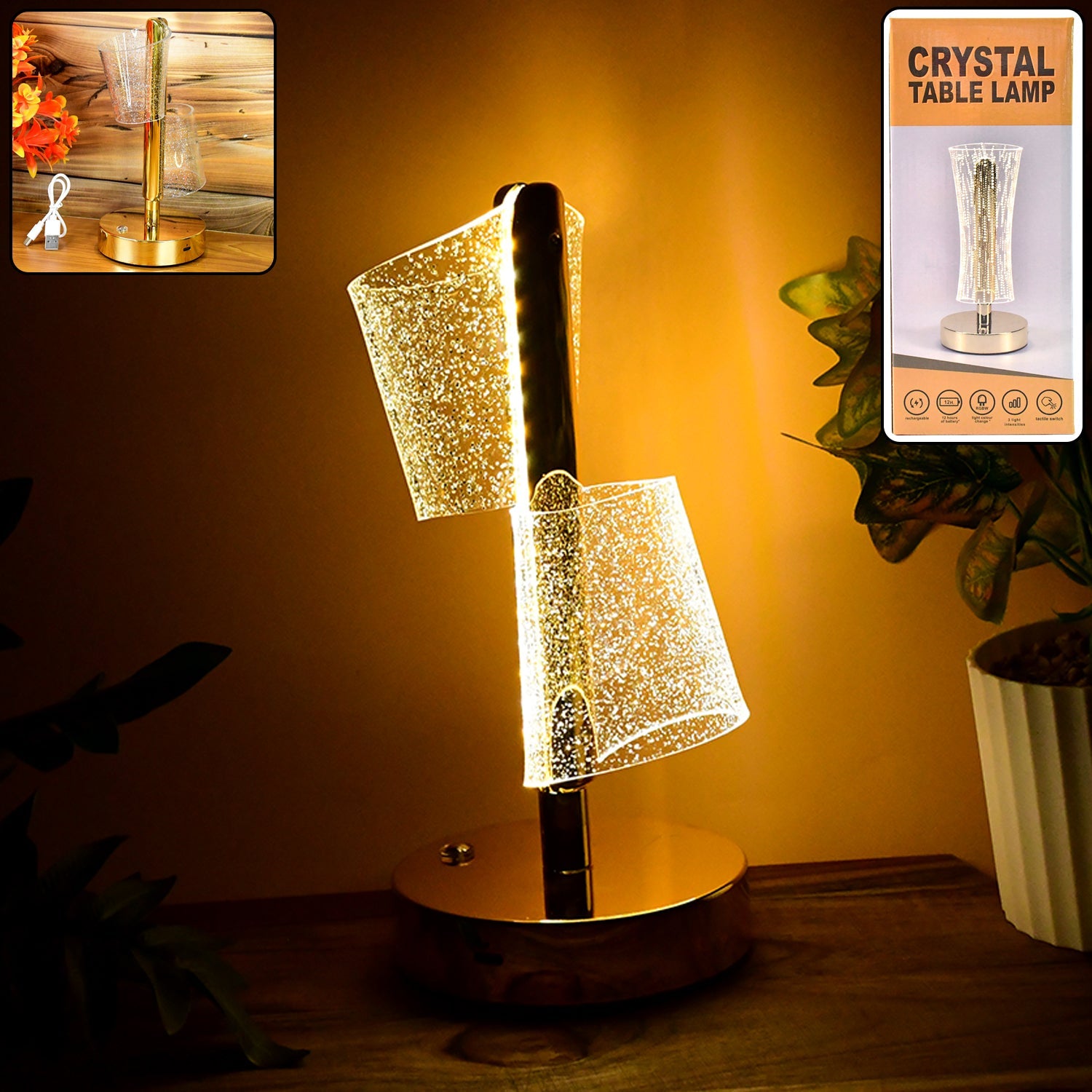 Modern Luxury Crystal LED Double Shade Table Lamp (1 Pc) Modern Luxury Crystal LED Double Shade Table Lamp (1 Pc)